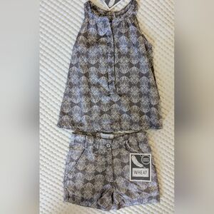 WHEAT Paisley Ornate Modern Cotton Gray Sleeveless Top & Shorts Set Size 4T NWT